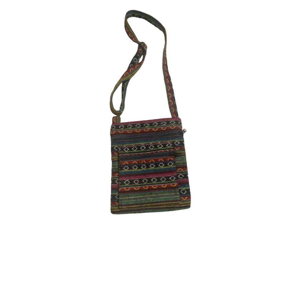 Handmade Multicolor Boho Crossbody Bag With‎ Adjustable Strap & Front Pocket